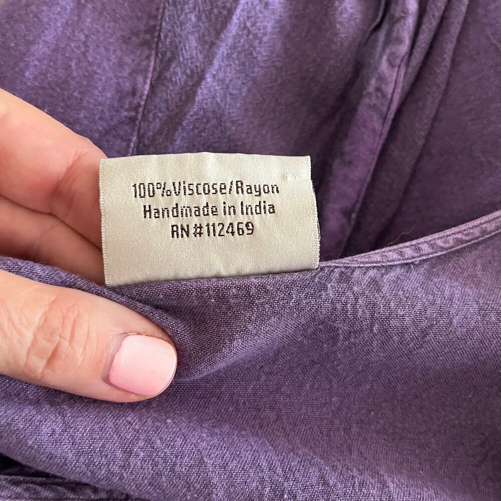 Holy Clothing Purple Boho Chic Peasant Sundress Size Large - Picture 9 of 9